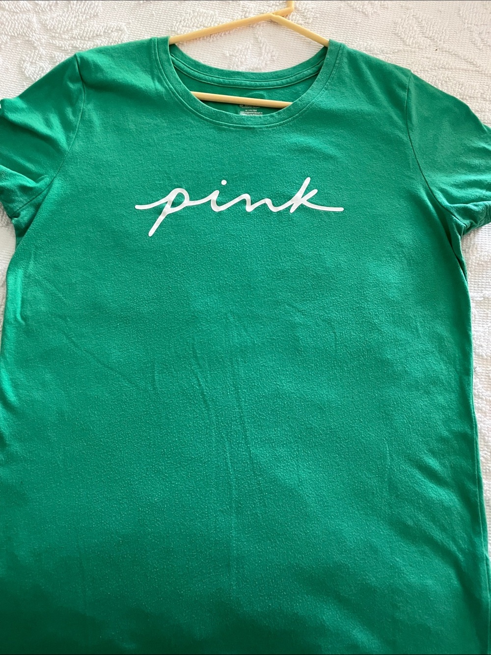 PINK Victoria's Secret Green Short Sleeve Logo Tee